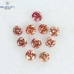 0.42 CT/10 個 ラウンド シェイプ ナチュラル ルース ダイヤモンド ピンク カラー SI クラリティ (2.25 MM)