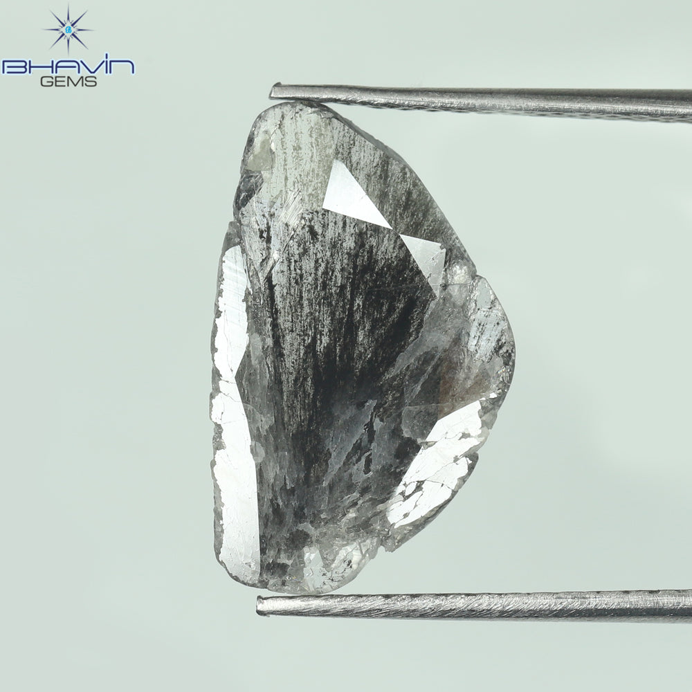 1.98 CT Slice Shape Natural Diamond Salt And Pepper Color I3 Clarity (14.50 MM)