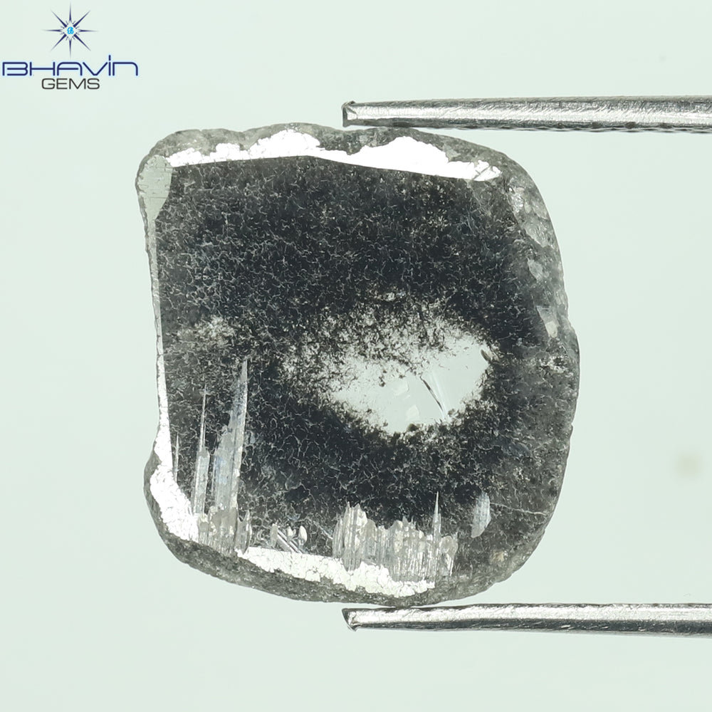2.24 CT Slice Shape Natural Diamond Salt And Pepper Color I3 Clarity (12.15 MM)