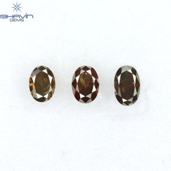0.76 CT/3 Pcs Oval Shape Natural Diamond Pink Color I3 Clarity (4.80 MM)
