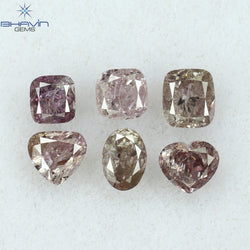 1.50 CT/6 Pcs Mix Shape Natural Diamond Pink Color I3 Clarity (4.05 MM)
