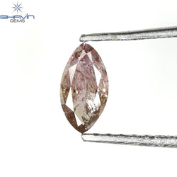 0.26 CT Marquise Shape Natural Diamond Pink Color I3 Clarity (6.50 MM)