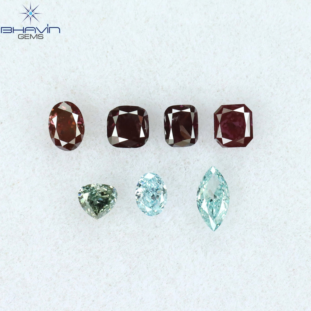 0.42 CT/4 ピース ミックス シェイプ ナチュラル ダイヤモンド ピンク カラー SI クラリティ (3.83 MM)