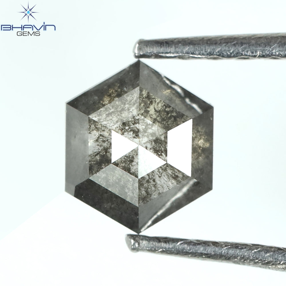 0.48 CT Hexagon Shape Natural Loose Diamond Salt And Pepper Color I3 Clarity (5.06 MM)