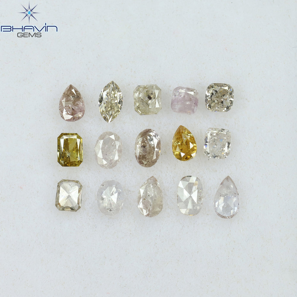 1.39 CT/15 Pcs Mix Shape Natural Diamond Pink Color I2 Clarity (3.70 MM)