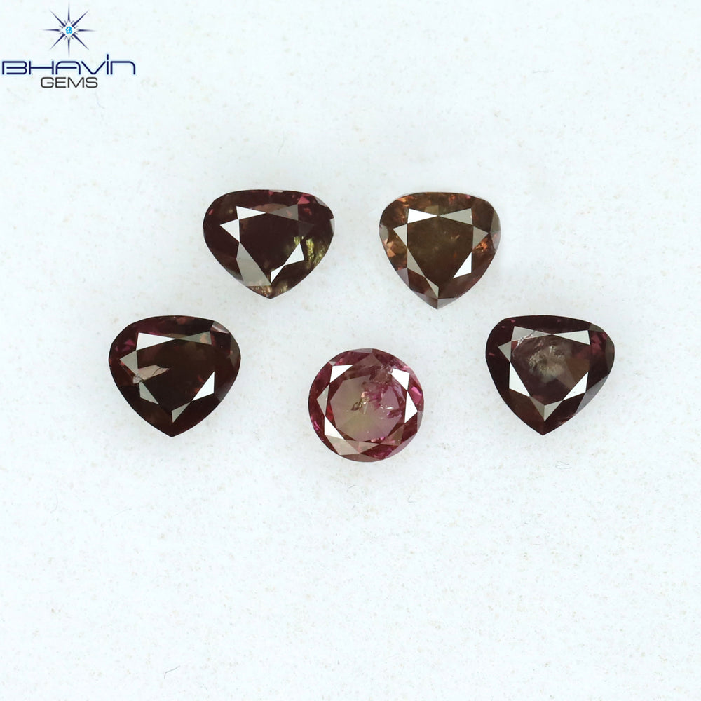 0.42 CT/4 ピース ミックス シェイプ ナチュラル ダイヤモンド ピンク カラー SI クラリティ (3.83 MM)