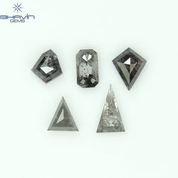 1.04 CT/5 PCS Mix Shape Natural Diamond Salt And Pepper Color I3 Clarity (5.75 MM)