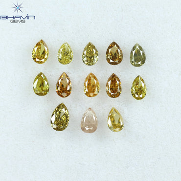 1.17 CT/13 Pcs Pear Shape Natural Diamond Mix Color SI Clarity (4.20 MM)