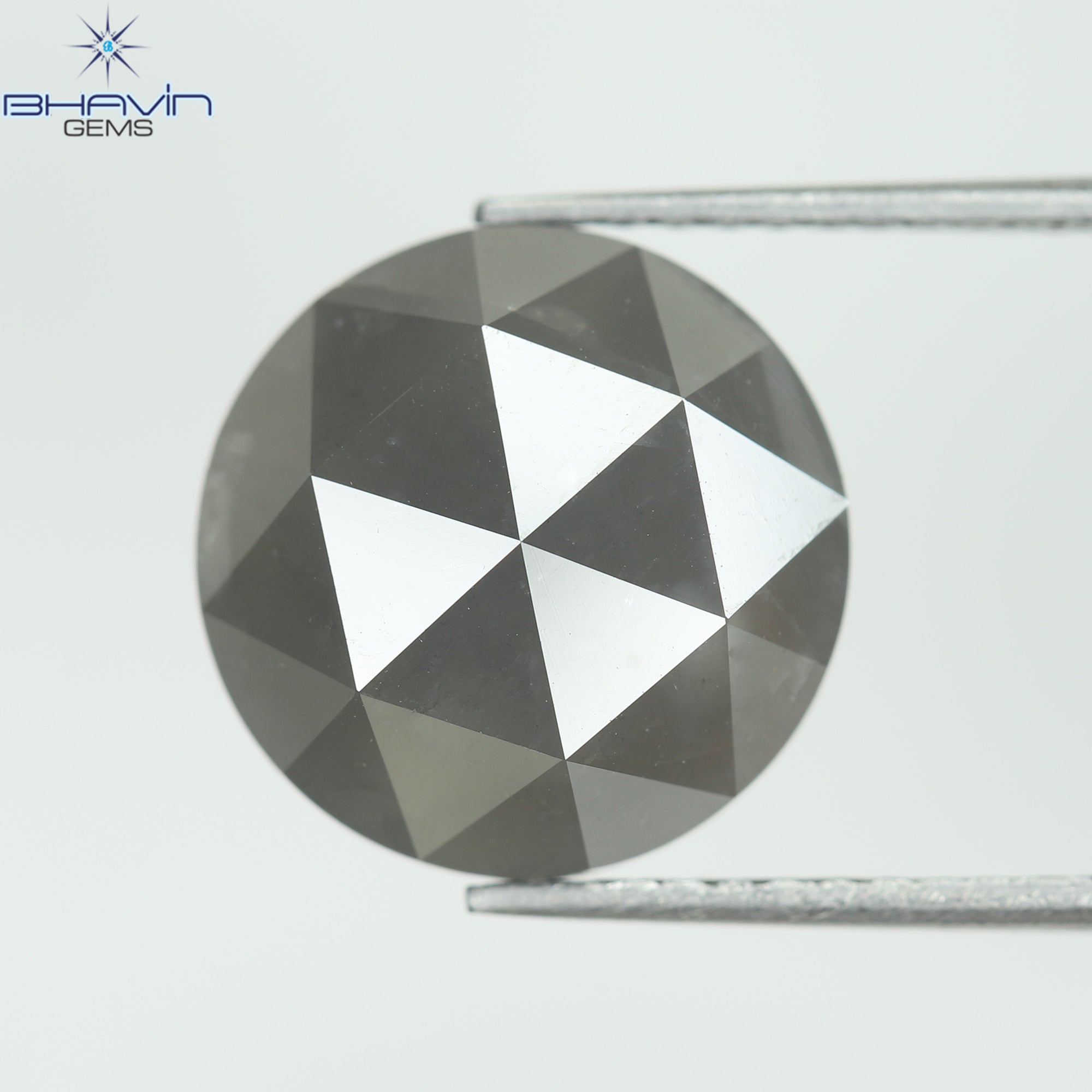 5.54 CT, Round Rose Cut Diamond, Grey Color, Clarity  I3 (11.63 MM)