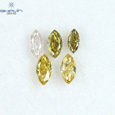 0.46 CT/5 Pcs Marquise Shape Natural Diamond Mix Color SI2 Clarity (4.75 MM)