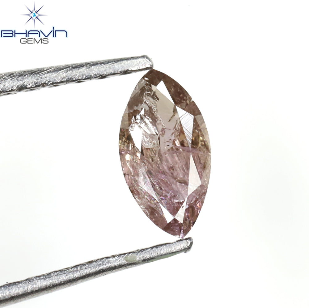 0.26 CT Marquise Shape Natural Diamond Pink Color I3 Clarity (6.50 MM)