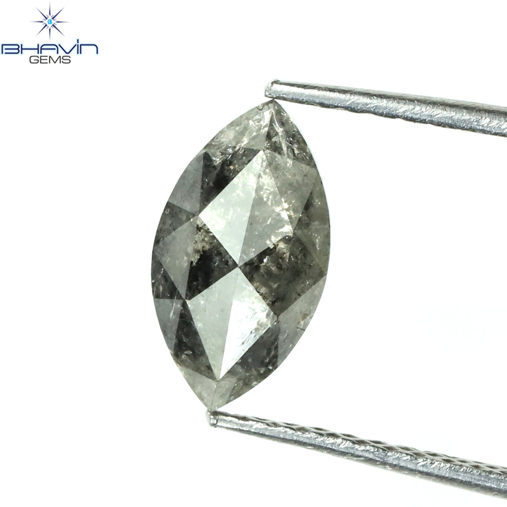 0.91 CT マーキス シェイプ ナチュラル ルース ダイヤモンド ソルト アンド ペッパー カラー I3 クラリティ (7.00 MM)
