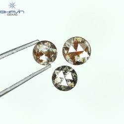 0.99 CT/3 Pcs Round Rose Cut Shape Natural Diamond Salt And Pepper Color I3 Clarity (4.90 MM)
