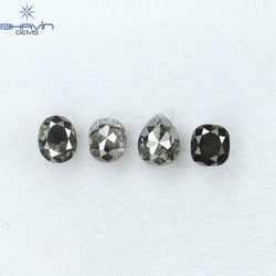 1.58 CT/4 PCS Mix Shape Natural Diamond Salt And Pepper Color I3 Clarity (5.10 MM)