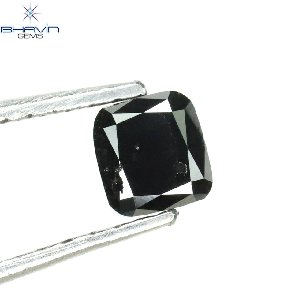 0.35 CT Cushion Shape Natural Diamond Black Color Opaque Clarity (4.08 MM)