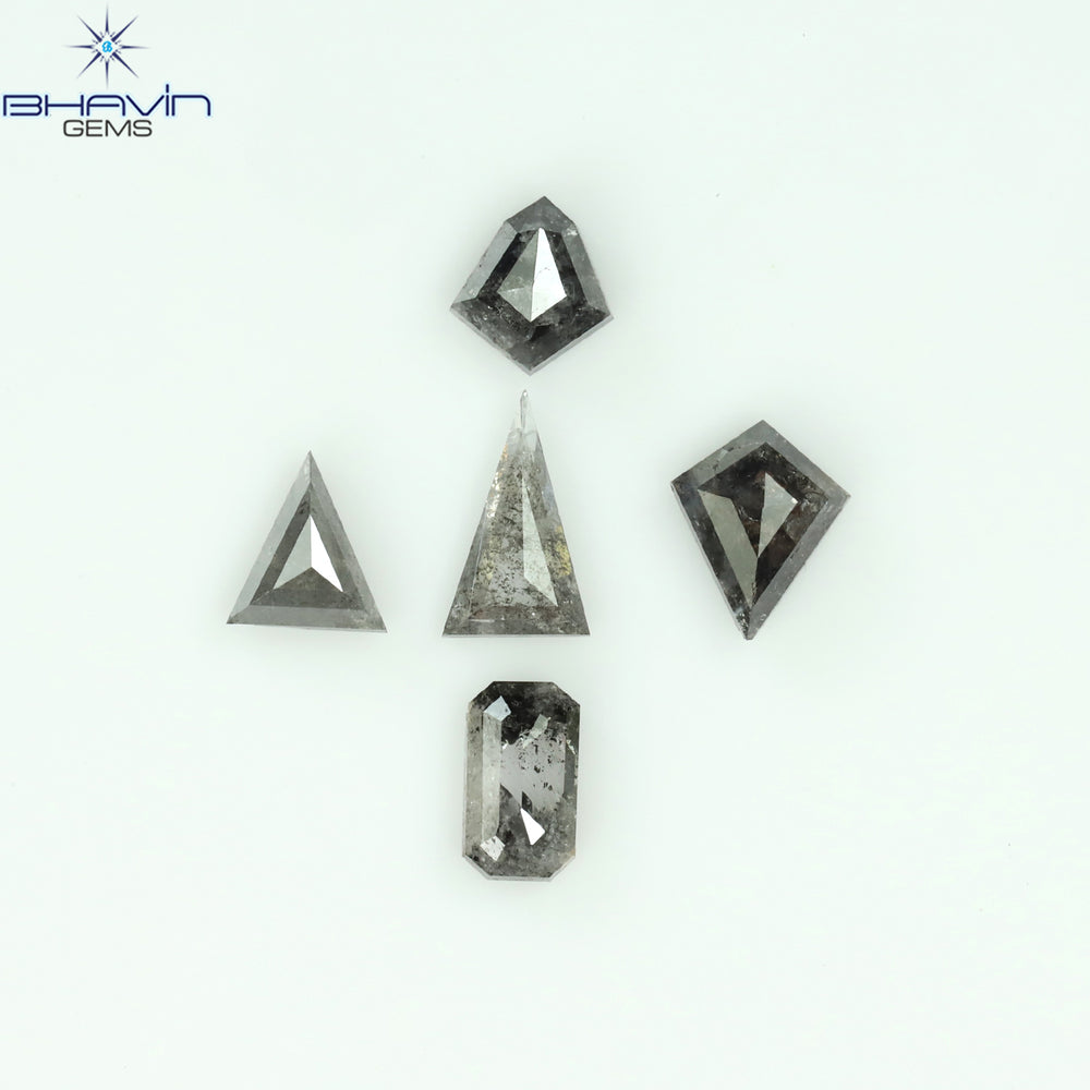 1.04 CT/5 PCS Mix Shape Natural Diamond Salt And Pepper Color I3 Clarity (5.75 MM)
