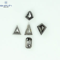 1.04 CT/5 PCS Mix Shape Natural Diamond Salt And Pepper Color I3 Clarity (5.75 MM)