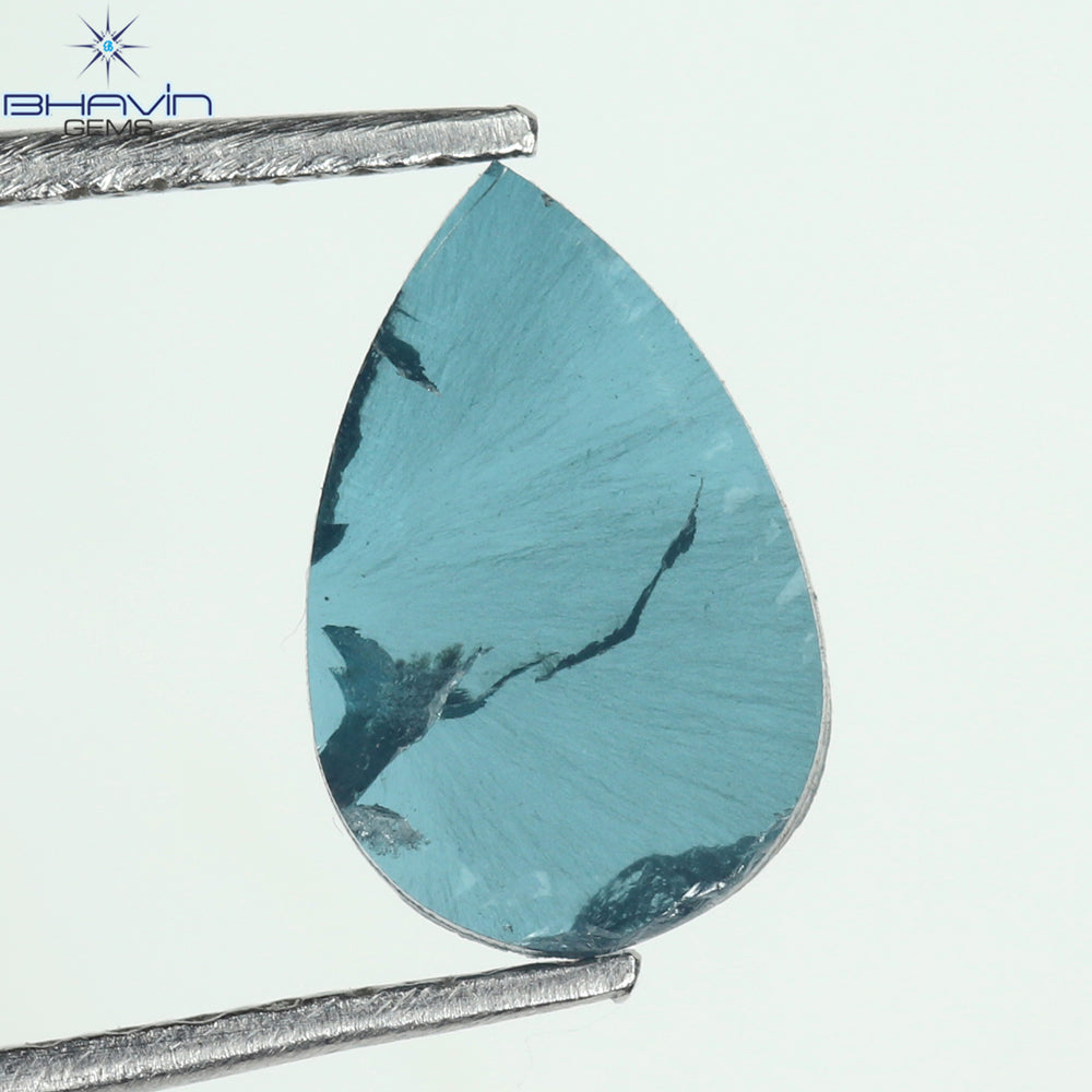 0.59 CT Pear Shape Natural Diamond Blue Color I1 Clarity (8.80 MM)