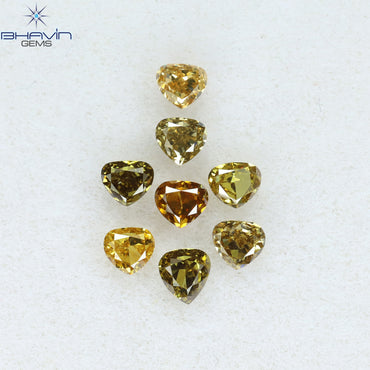 0.84 CT/8 Pcs Heart Shape Natural Diamond Mix Color SI Clarity (3.20 MM)