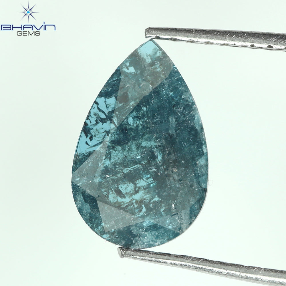 0.73 CT Pear Shape Natural Diamond Blue Color I3 Clarity (10.72 MM)