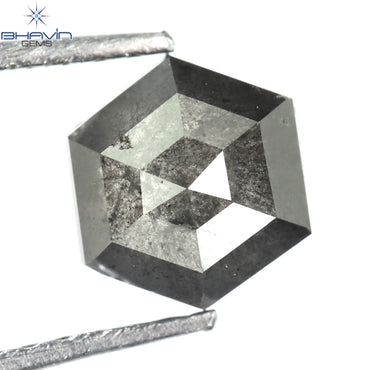 1.13 CT Hexagon Shape Natural Loose Diamond Salt And Pepper Color I3 Clarity (6.60 MM)