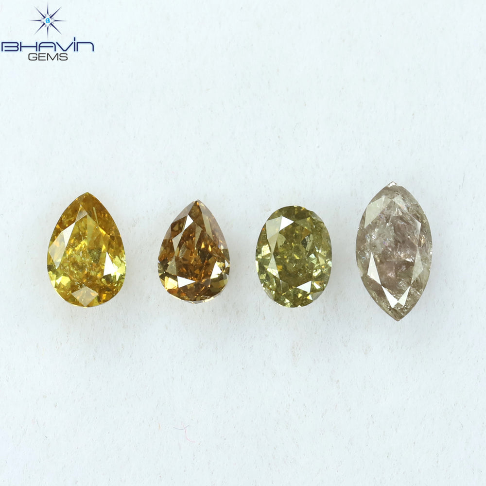 0.93 CT/4 Pcs Heart Shape Natural Diamond Mix Color SI2 Clarity (5.75 MM)