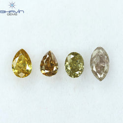 0.93 CT/4 Pcs Heart Shape Natural Diamond Mix Color SI2 Clarity (5.75 MM)