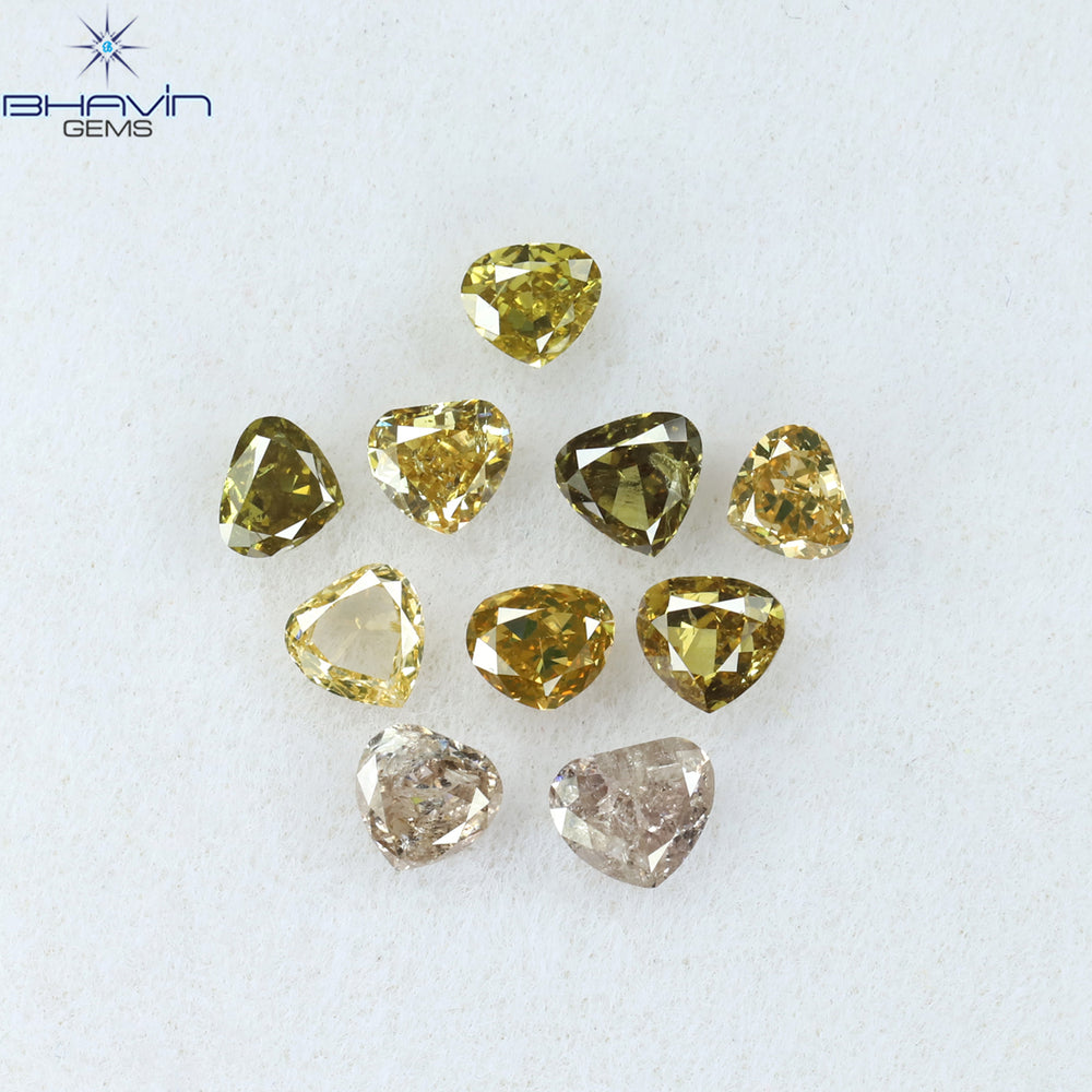 1.30 CT/10 Pcs Heart Shape Natural Diamond Mix Color SI2 Clarity (3.26 MM)