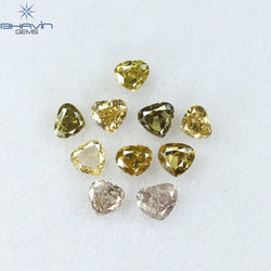 1.30 CT/10 Pcs Heart Shape Natural Diamond Mix Color SI2 Clarity (3.26 MM)
