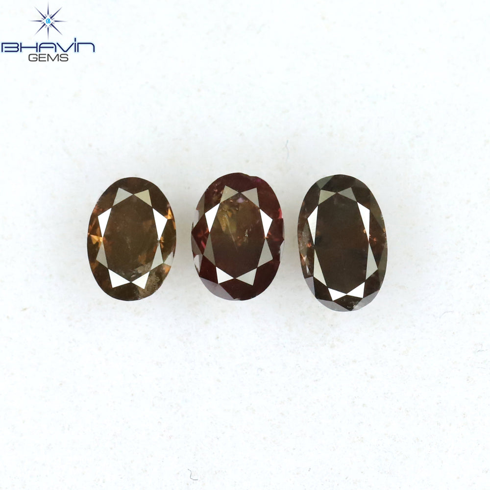 0.76 CT/3 Pcs Oval Shape Natural Diamond Pink Color I3 Clarity (4.80 MM)