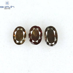 0.76 CT/3 Pcs Oval Shape Natural Diamond Pink Color I3 Clarity (4.80 MM)