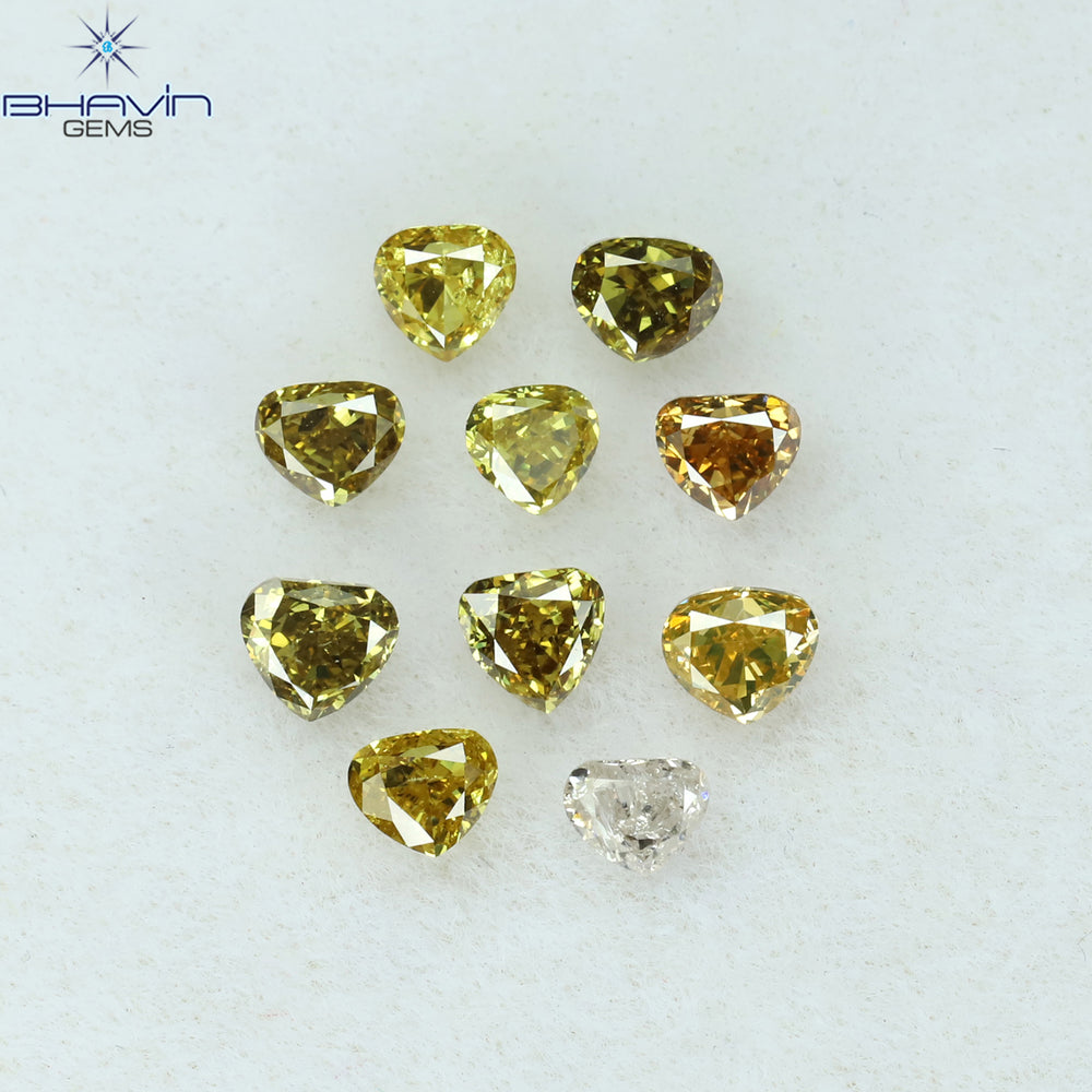 0.76 CT/10 Pcs Heart Shape Natural Diamond Mix Color SI Clarity (2.65 MM)