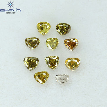0.76 CT/10 Pcs Heart Shape Natural Diamond Mix Color SI Clarity (2.65 MM)