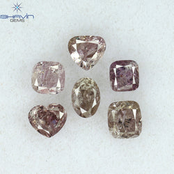 1.50 CT/6 Pcs Mix Shape Natural Diamond Pink Color I3 Clarity (4.05 MM)
