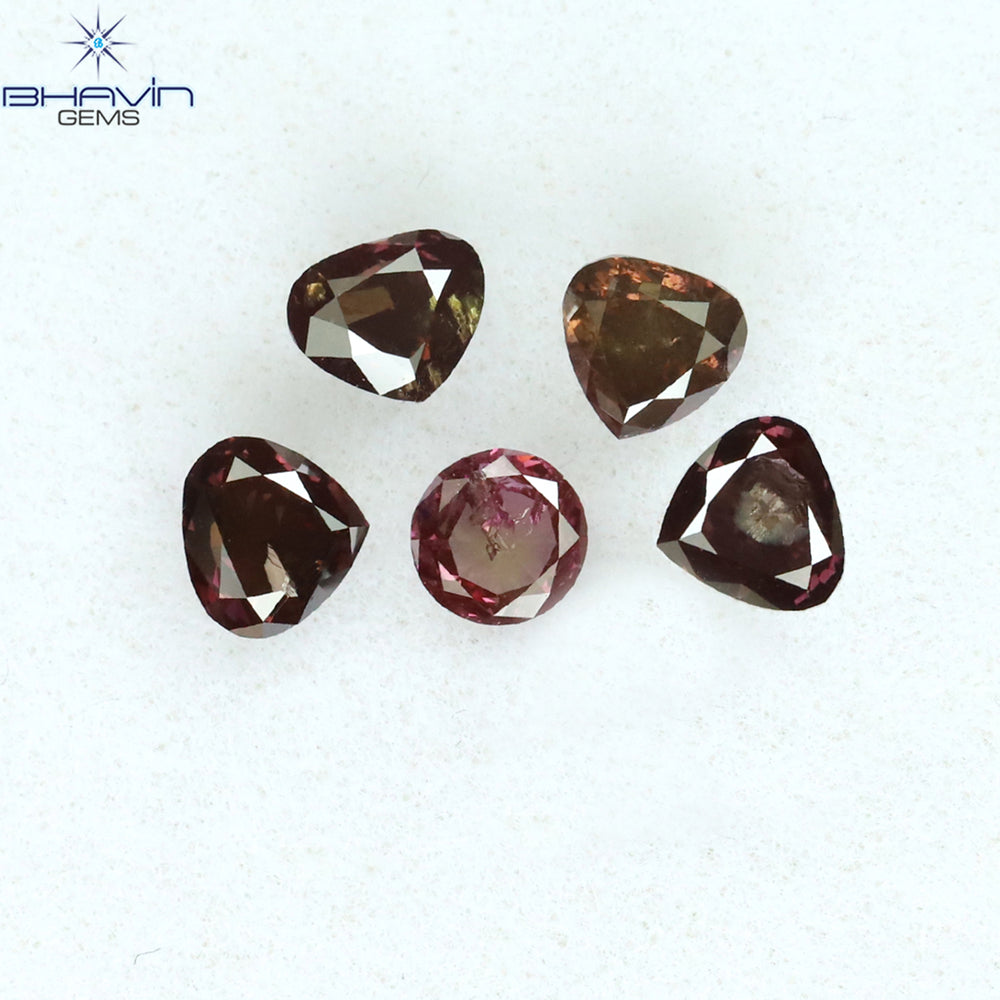0.42 CT/4 ピース ミックス シェイプ ナチュラル ダイヤモンド ピンク カラー SI クラリティ (3.83 MM)