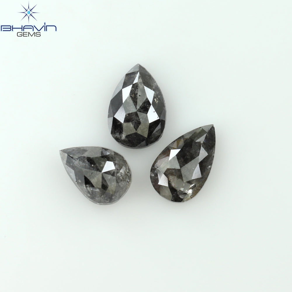 1.25 CT/3 Pcs Pear Shape Natural Loose Diamond Salt And Pepper Color I3 Clarity (6.20 MM)