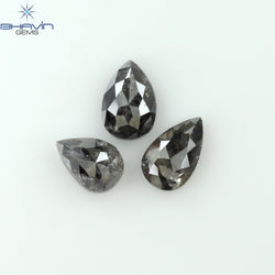 1.25 CT/3 Pcs Pear Shape Natural Loose Diamond Salt And Pepper Color I3 Clarity (6.20 MM)