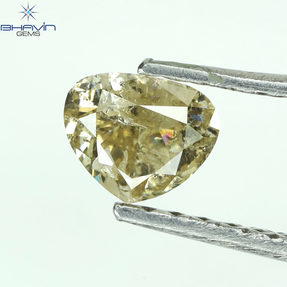 0.41 CT Heart Shape Natural Diamond Brown Color I2 Clarity (6.64 MM)