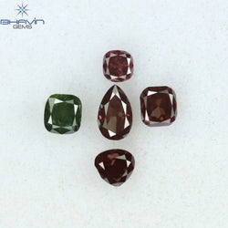 0.56 CT/5 Pcs Mix Shape Natural Diamond Pink Color SI2 Clarity (4.05 MM)