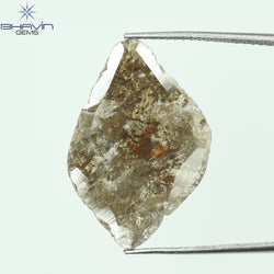 5.26 CT Slice Shape Natural Loose Diamond Brown Color I3 Clarity (23.05 MM)