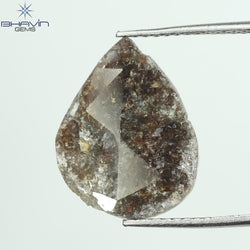 3.36 CT Pear Slice Shape Natural Diamond Salt And Pepper Color I3 Clarity (15.82 MM)