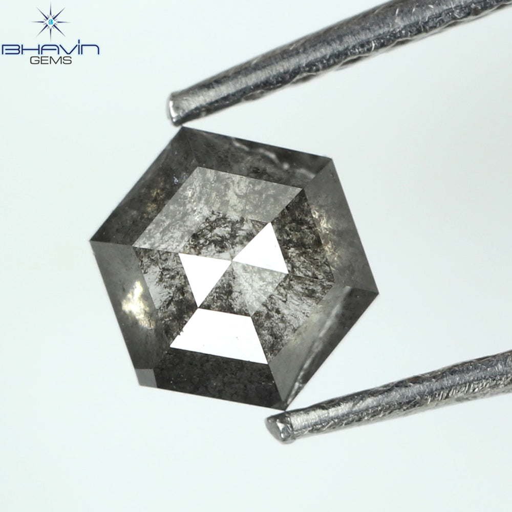 0.48 CT Hexagon Shape Natural Loose Diamond Salt And Pepper Color I3 Clarity (5.06 MM)