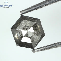 0.48 CT Hexagon Shape Natural Loose Diamond Salt And Pepper Color I3 Clarity (5.06 MM)