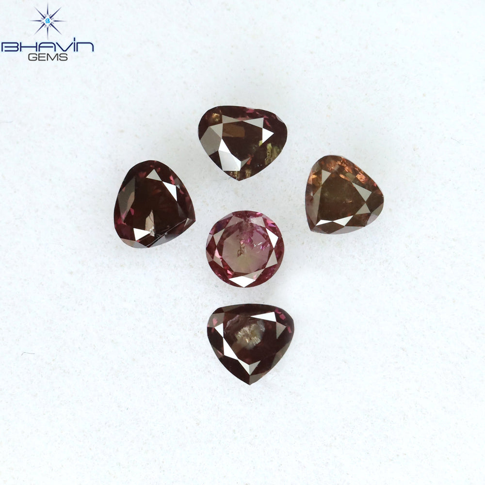 0.42 CT/4 ピース ミックス シェイプ ナチュラル ダイヤモンド ピンク カラー SI クラリティ (3.83 MM)