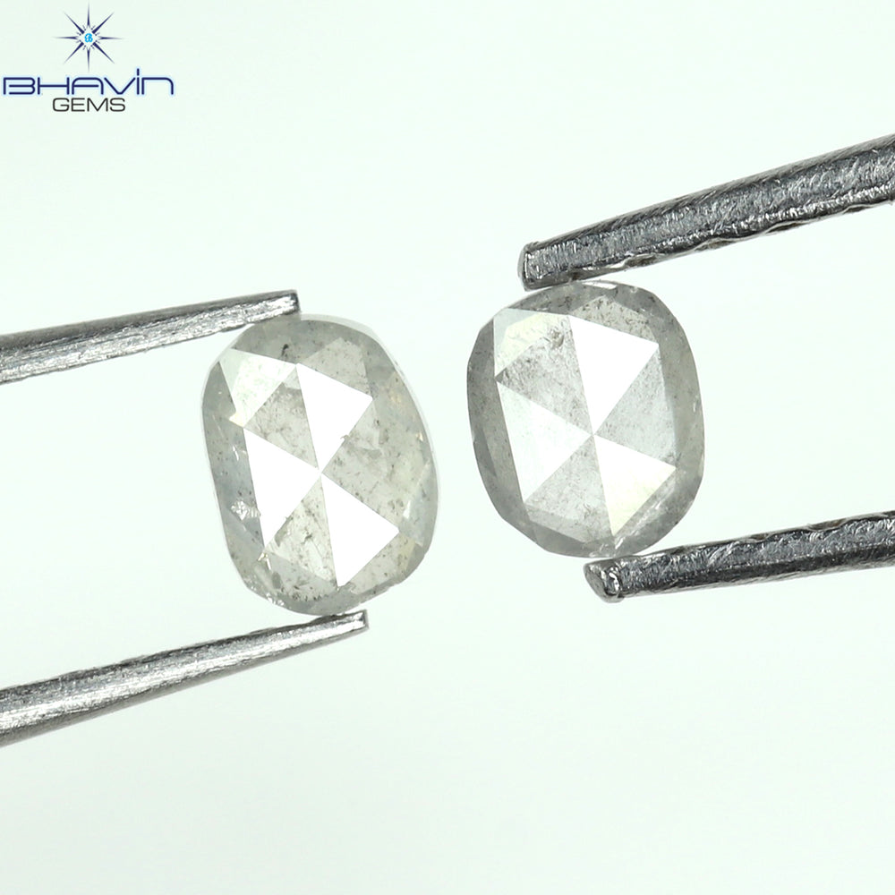 0.28 CT/2 Pcs Oval Shape Natural Diamond Salt And Papper Color I3 Clarity (3.71 MM)