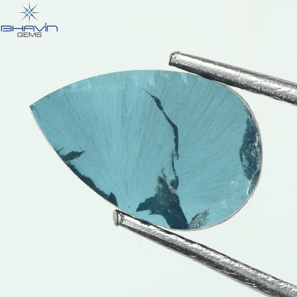 0.59 CT Pear Shape Natural Diamond Blue Color I1 Clarity (8.80 MM)