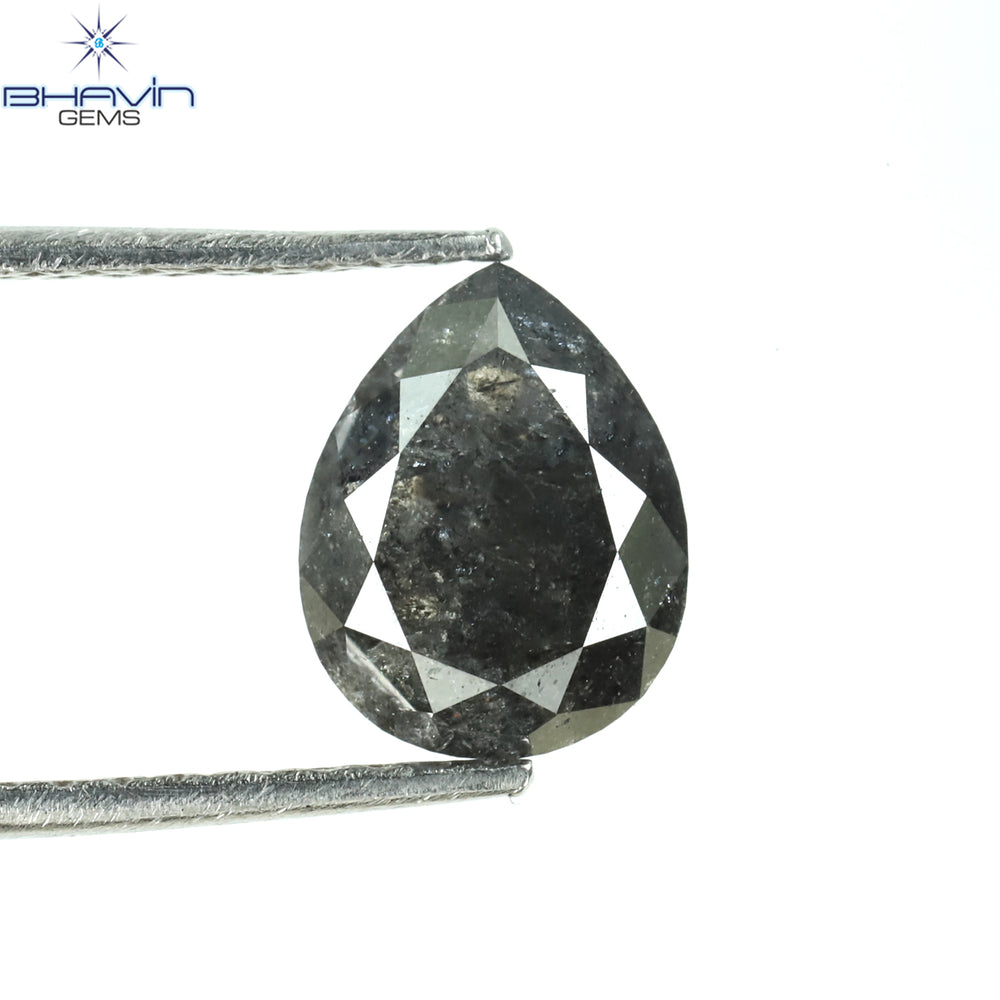 1.44 CT Pear Shape Natural Loose Diamond Salt And Pepper Color I3 Clarity (7.78 MM)