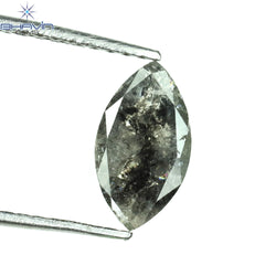0.91 CT マーキス シェイプ ナチュラル ルース ダイヤモンド ソルト アンド ペッパー カラー I3 クラリティ (7.00 MM)