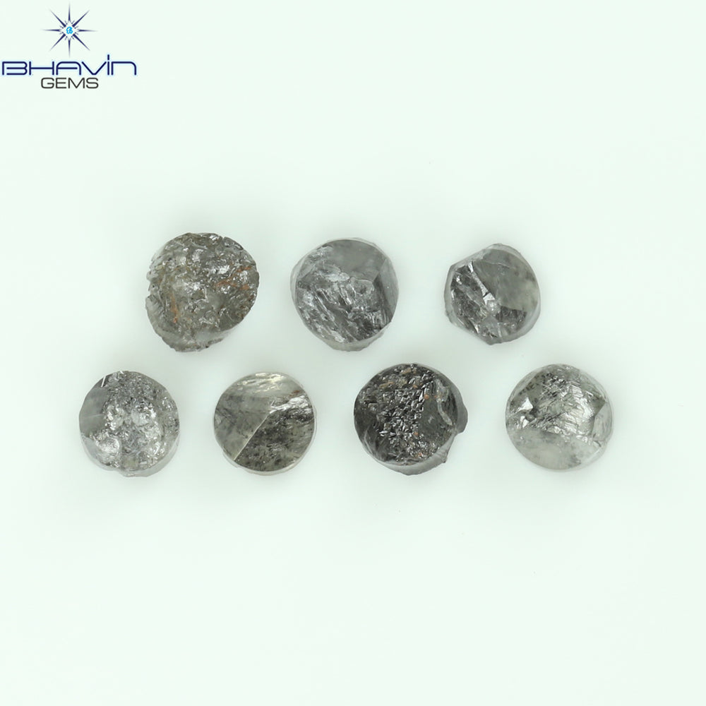 1.17 CT/7 Pcs Uncut Shape Salt And Pepper Natural Loose Diamond I3 Clarity (3.10 MM)