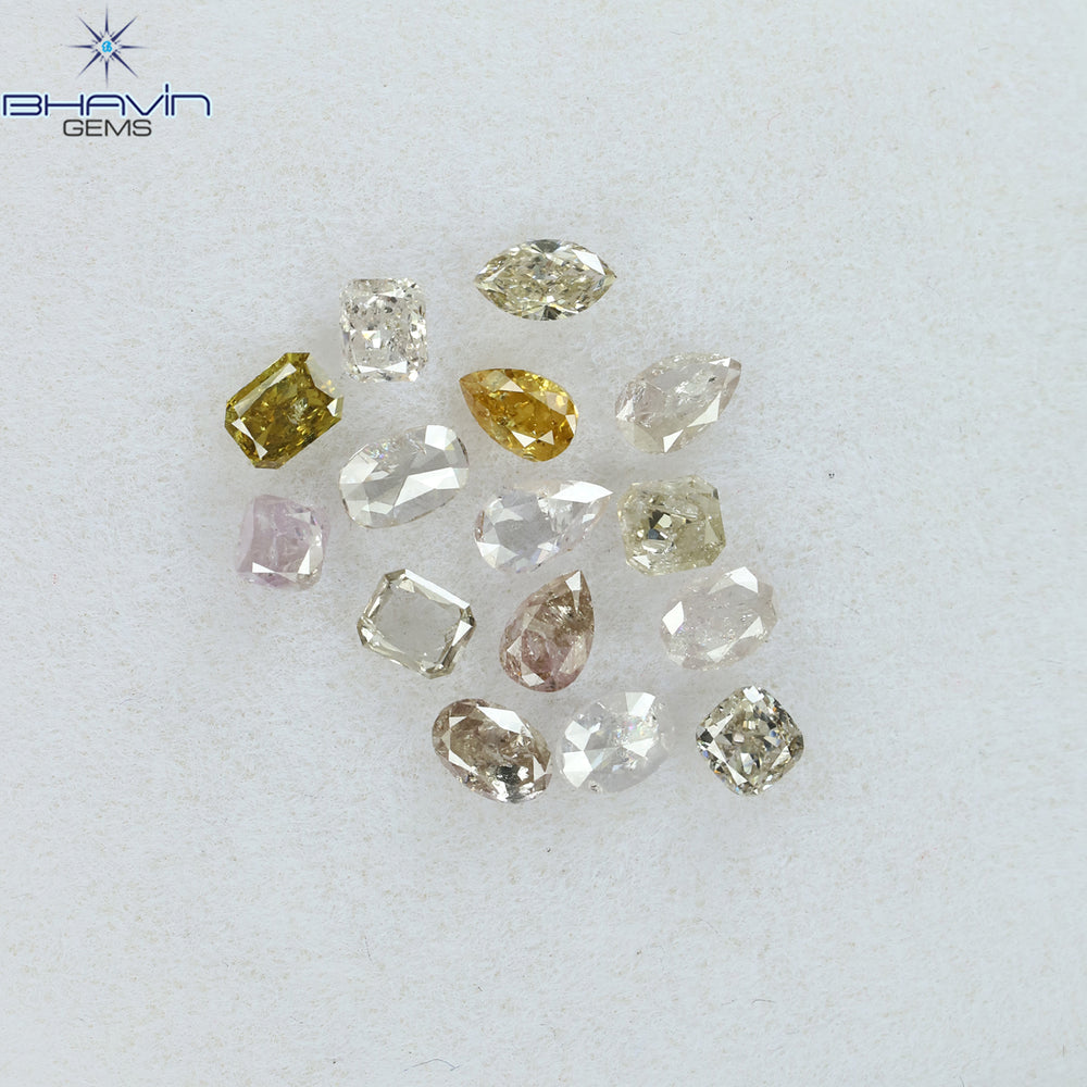 1.39 CT/15 Pcs Mix Shape Natural Diamond Pink Color I2 Clarity (3.70 MM)